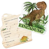 10 Einladungen Kindergeburtstag Dinosaurier Auf Französisch – Mit Umschlägen, Von Lola Et Louis
