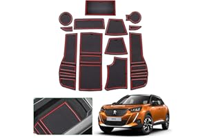 GAFAT Peugeot 2008 e-2008 2020-2024 2025 Tappetini Antiscivolo, Peugeot e 2008 2023 Tappetini in Gomma per Portaoggetti Bracciolo, Portabicchieri, Scanalatura Porta, Peugeot 2008 Accessori (Rosso)