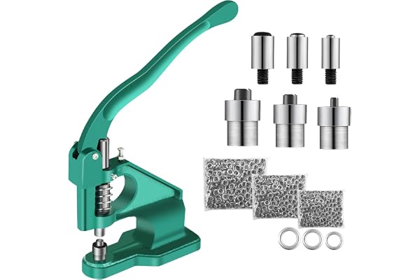 Presse a Oeillets, Rapid Pince à Riveter Machine Manuelle avec 3 Matrices et 1500 œillets 6/10/12 mm pour Cuir Artisanat Rideaux Drapes Bannières en PVC