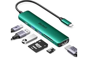 USB C Hub, Beikell 7 in 1 USB C Adapter mit PD 100W,4K HDMI,2X SD/TF Kartenleser & 2X USB 3.0 Ports,1X USB-C-Stecker Kompatibel mit MacBook Pro/Air, Chromebook, Thinkpad, Laptop-Blau Grün