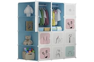 MAGIC SELECT Children's Modular Wardrobe, Module Shelving, Children's Wardrobe, Modular Organizer, Storage Shelf for Home, 16 Modules, 140x105 cm