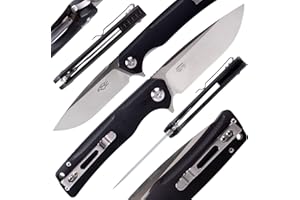Firebird Ganzo FH91-BK Coltello Pieghevole Tascabile D2 Lama in Acciaio Manico G10 con Clip per Attività Ricreative All'aperto Caccia Pesca Coltello da Campeggio - Nero
