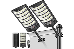 LEKIA Farola Solares Exterior Potente 7000K, Luz Solar Exterior con Sensor Movimiento y Mando Distancia, Focos LED Solar Iluminación de 320°, Impermeable Luces Solares para Jardín, Calle (2 Paquetes)
