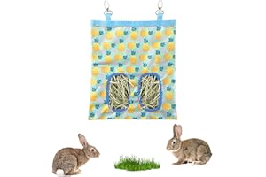 FuninCrea Sac à Foin pour Lapin, Sac à Foin pour Chinchilla, Sac à Foin Suspendu pour Cochon d'Inde, Sac à Foin en Tissu Oxford pour Lapin, Hamster et Autres Petits Animaux (B)