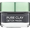L'Oreal Paris Pure Clay Black Charcoal Detox Face Mask, Deep Cleansing Skin Care All Skin Types 50 Ml