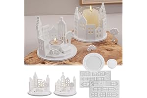 ‎TREABEAR TREABEAR 4PCS Silikonformen Gießformen, Silikonform Haus Anzug, Silikonform Häuser, Gießform Baum, Silikonform Fahrrad, Haus Silikonform Kerzenhalter, Kerzen Formen Silikon, Silikonform Mini Häuser