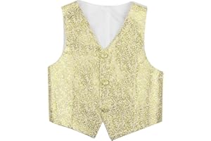 IEFIEL Enfant Garçons Gilet Veste A Paillettes Sequins sans Manches V-Col Vestons De Costume De Déguisement Cérémonie Mariage 2-16 Ans