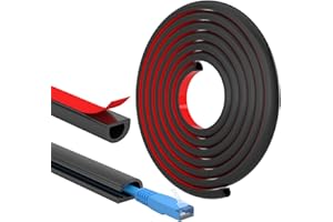 FIXCHORD Kabelkanal Selbstklebend, Kabelkanal Klein, Kabelbodenabdeckung, Halbrunde Kabelführungen, Flammhemmend, Lackierbar, Kabelkanäle für Haushalt, Büro - 15x10 mm x 3m Länge – Schwarz