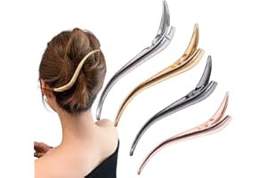 YPKIA 4 pièces Pince à cheveux en métal pour femme - Avec bec de canard doré