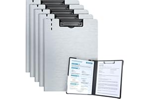 URbantin A4 Portapapeles con Pinza,5 Piezas Portapapeles con Tapa,A4 Clipboards Tablero de Escritura (Gris)