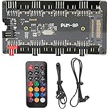 Boîtier Fan Hub PWM + ARGB Contrôleur 2 en 1, alimentation SATA + contrôle de la carte mère et télécommande, pour ventilateur