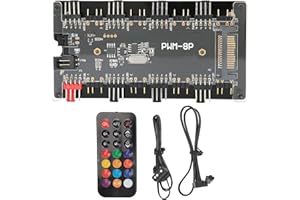 FASIENT1 Case Fan Hub PWM+ARGB 2 in 1 Controller, SATA Power Supply + Motherboard Control and Remote Control, for Computer Cooling Fan