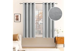 EMEMA Rideaux en Velours avec Motif de Folium Ginkgo Rideaux à Oeillets Décoratifs Opaques Rideaux en Forme d'éventail pour Chambre Salon ou Chambre d'enfants Lot de 2 Blanc-Gris 140x145cm