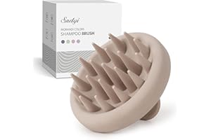 Sndyi Cepillo Masajeador Cuero Cabelludo [Mojado & Seco] - Cepillo para Champú con Cerdas Suaves de Silicona, Cepillo para el Cuero Cabelludo para Eliminar la Caspa y Hacer Crecer el Cabello, Caqui
