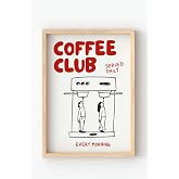 Ahşap &Ccedil;er&ccedil;eveli Coffee Club Poster &ndash; Kahve Temalı Tablo Ev Dekoru &Ccedil;ok Renkli 30 x 40