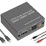 HDMI Audio Extractor Extracteur 4K60Hz HDMI Optical Audio Splitter HDMI vers HDMI + Optical + 3.5mm Auxiliaire Audio Adaptate