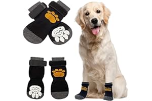 OusSee Antirutschsocken Hund Indoor Anti-Rutsch Socken 2 Paar Hundesocken Pfotenschutz Hunde Schuhe mit einstellbaren Riemen Traktionskontrolle für Innen Hartholzböden, M