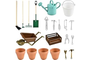 YUNHENTONG Herramientas de Jardinería en Miniatura,Herramientas en Miniatura,Herramientas Metal Decorativo,Pequeños Accesorios Jardín para Casa de Muñecas,Adecuado para Decorar Mini Jardín (Verde)