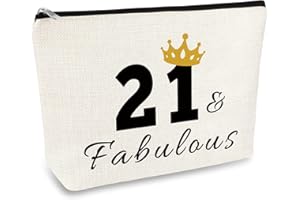 MIKELA 21st Birthday Gifts for Girls Women Makeup Bag 21 Year Old Birthday Gifts for Daughter Niece Sister Best Friend Girlfriend Coworkers Cosmetic Bag Twenty One Birthday Gifts for Her Travel Toiletry Bag