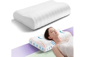 WENGX Neck Luxury Memory Foam Pillow,Ergonomic Bed Head Pillow for Sleeping Neck and Shoulder Pain Relief,Orthopedic Cervical Pillow for Side, Stomach and Back Sleepers (White)