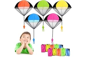 SFSSHUI 10 Stück Fallschirm Spielzeug Kinder,Fallschirmspringer Spielzeug,Outdoor Flugspielzeug Für Kinder,Mitgebsel Kindergeburtstag Gastgeschenke