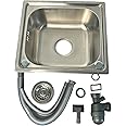 Oypla Brushed Stainless Steel Top Mount Kitchen Bowl Sink - Includes Full Plumbing Kit