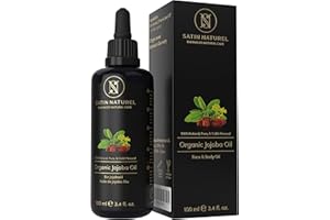 SATINNATUREL Olio di Jojoba per Capelli PURO 100ml - Biologico, Naturale e Spremuto a Freddo - Olio Capelli - Olio Struccante - Olio per Capelli - Olio per Cuticole Unghie - Ricco di Vitamina E - Satin Naturel