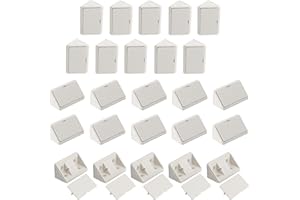 AERZETIX - C65770 - Lot de 25 équerres d'angle 42x27 mm en plastique avec couvercle - raccord d'assemblage de meuble - support étagères fixation panneaux armoire placard vis ébéniste - couleur blanc