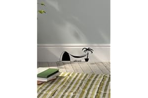 AMBIANCE STICKER Sticker mural trou de souris hamac avec palmier - 10 x 25cm - Noir