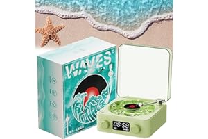 BATWHO The Waves Vinyl Player, Waves Vintage Vinyl Record Player Bluetooth Speaker, Bluetooth Vinyl Record Player Waves, Waves Retro Vinyl Record Player (Green)
