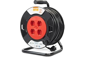 Garza 430021 – Enrouleur Brico (4 prises, avec anse, 50 mètres x 1,5 mm)