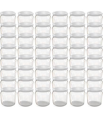 MamboCat Lot De 50 Bocaux Ronds TO 43 Avec Couvercle à Vis Couleur