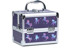 Joligrace Kosmetikkoffer Schminkkoffer, Kosmetik Make up Organizer Koffer Mit Schlüssel und Spiegel Verschließbar Multikoffer, Makeup Koffer, Blau