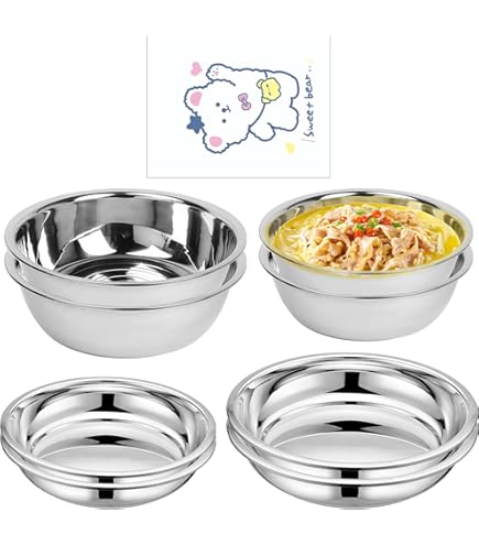 Garneck Lot De 6 Assiettes Rondes Réutilisables En Acier Inoxydable Pour Camping, Barbecue Et Nourriture