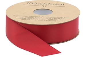 ‎100%MOSEL 100% Mosel Satinband, in Rot (25 mm x 24 m), matt glänzendes Geschenkband, edles Schleifenband zum Dekorieren & Basteln, zum Einpacken besonderer Geschenke, für Hochzeit, Weihnachten uvm.