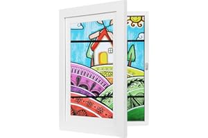 EUGAD Ramka na zdjęcia 3D, rysunki dziecięce, ramka na zdjęcia do wypełnienia, sztuczna ramka dla dzieci, otwór z przodu, A4 ramka na przedmioty z passe-partout, do zawieszenia poziomego lub