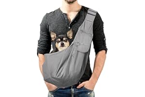 Lyneun Sac de Transport pour Chien et Autres Animaux de Compagnie, Réglable Sac Bandoulièrede pour Petit Chiens, Transport pour Chien Respirant, Convient pour La Marche Plein Air (Gris)