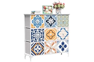 HaodaCulture Cajonera para Armario,Cómoda Dormitorio 9 Cajones Cajones de Tela con Parte Superior de Madera Cajones de Tela Cajas organizadoras Cómoda de para Sala de Estar (100x30x103cm)