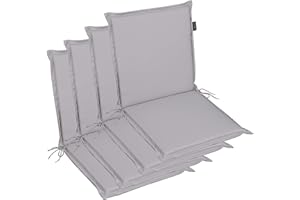 ‎LILENO HOME LILENO HOME Gartenstuhl Auflagen [4er Set - Niedriglehner] in Grau - Bequeme Liegen als Sitzauflagen für Gartenmöbel - Stuhlkissen für Gartenstühle und Klappstühle MIA