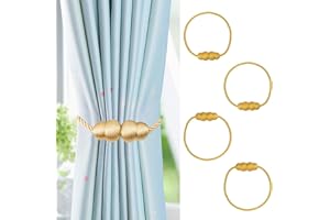 NAHUAA Alzapaños Cortinas Magnetico Sujeta Cortinas Oro con Iman Recoge Cortinas Decorativas para Cortinas Hebillas Cortinas para Casa Oficina, 4 Piezas