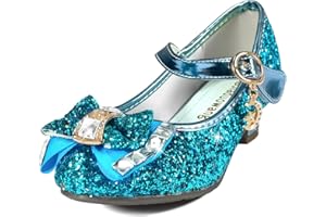 TRIWORIAE-Zapatos de Princesa Elegantes para Niñas de Tacón con Lentejuelas Purpurinas para Disfraz, Fiestas, Bodas