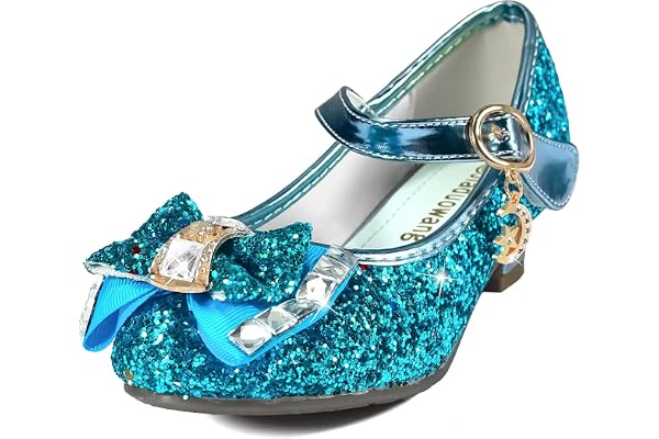 TRIWORIAE-Chaussures de Princesse à Talon pour Filles avec Paillettes Chaussures Reine Chaussures de Déguisement Scintillantes pour Fêtes et Anniversaires
