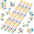 SONEER 12 Pack 24 Blocks Magic Snake Cube,Mini snake Speed Cube, Twist Puzzle Toys for Kids Intelligence Development,Party Bag Fillers, Party Favours(Macaron)