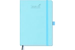 BEZEND Agenda 2026 Semainier A5 21 x 15,5 cm Agenda Scolaire Professionnel 2026, 18 Mois Du Juillet. 25 à Déc. 26, Couverture Rigide en Cuir PU - Bleu ciel