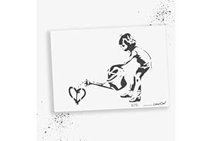 LaserCad Schablonen BANKSY Streetart (B076, Watering Love, DIN A3) Stencil für Graffiti, Airbrush, Kunst, Deko, zum Malen