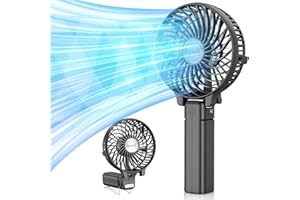 VersionTech Hand Held Fan,Portable Handheld USB Rechargeable Fans with 3 Speeds,Battery Operated Electric Powered Mini Foldable Desk Desktop Fans for Home Office Ceiling Travel Black