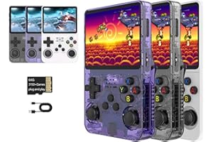 MENDUNER R36s Handheld, Retro Konsole, Retro Spielekonsole, Handheld RetrSpielekonsole, 3,5 Zoll IPS Bildschirm DDR3L 1 GB Retro Videospielkonsole für Linux System Transparent (Schwarz 64G)