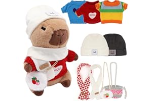 DHINCHANSAIB Capybara 25 cm, Capybara Peluche Set, Peluche Capybara de Simulation,Mignon Capybara Peluche, Poupée en Peluche Capybara, Animal en Peluche Capybara, Jouets de Guérison pour Enfants et Adultes (10pcs)