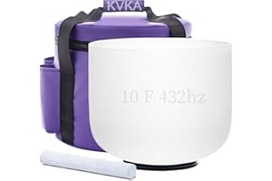 KVKA Cuenco tibetano de 25 cm, 432 Hz, nota F de 10 pulgadas, color blanco, chakra sonido, sanación del sonido, cuenco tibetano para meditación, alivio del estrés, relajación con bolsa de transporte