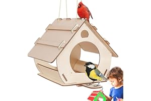 LIWEIN Casetta Per Uccellini Da Esterno, In Legno, Mangiatoia Per Uccellini Da Esterno， Resistente Alle Intemperie, Ideale Per Giardini Di Qualsiasi Dimensione Esterni Albero O Balcone (Legno, Large)